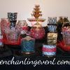 Candy buffet with apothocary and decorative jars, also pictured is our lighted decorative water fountain.